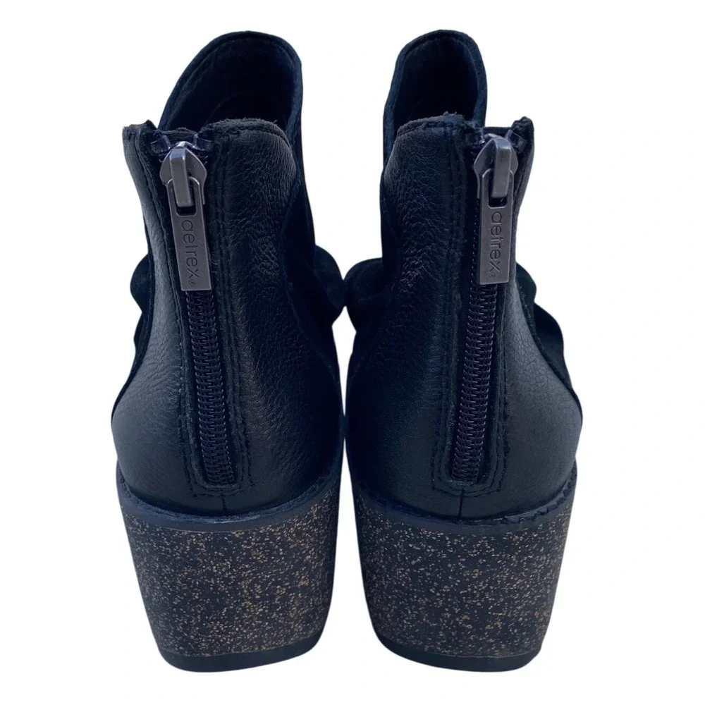 Aetrex Kara Black Suede Leather Wedge Ankle Boots WB100‎ Womens 9.5 EU 40